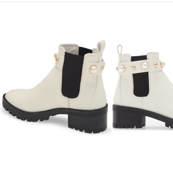 Karl Lagerfeld Shoes - 13) NEW Karl Lagerfield Paris Bone Leather Imitation Pearl Chelsea Booties 8